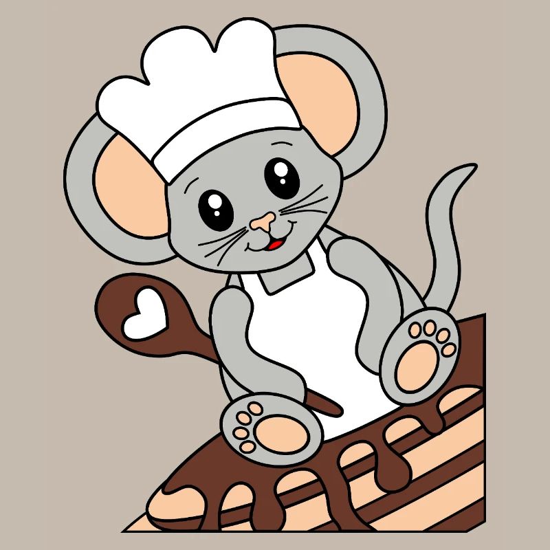 Mouse cook on pancakes