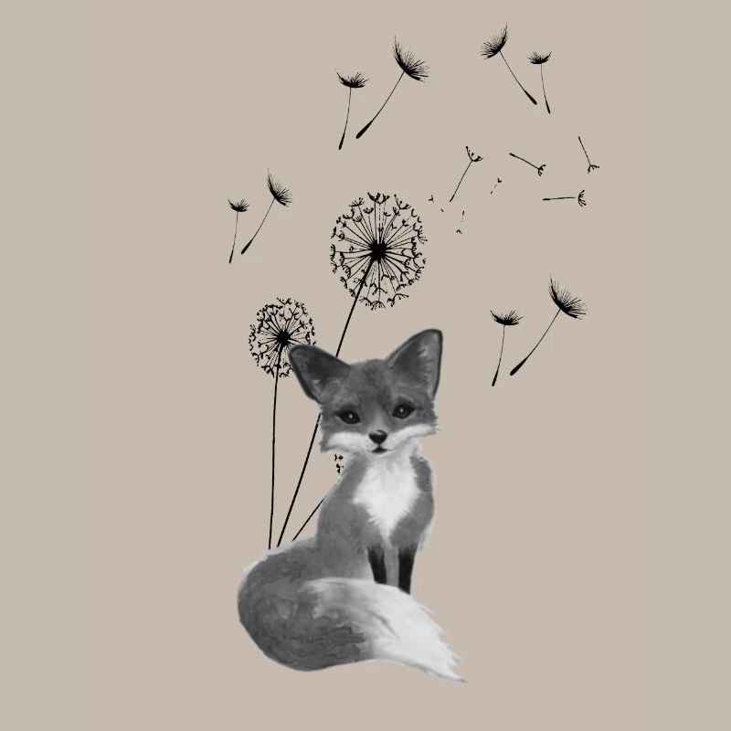 Fox with dandelion