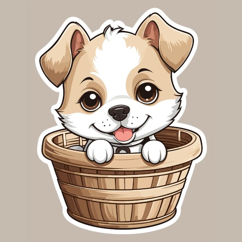 Chien mignon dans un panier pour chien