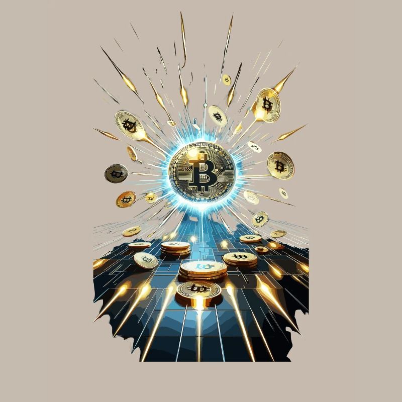 Bitcoin Explosion Digital Art Design