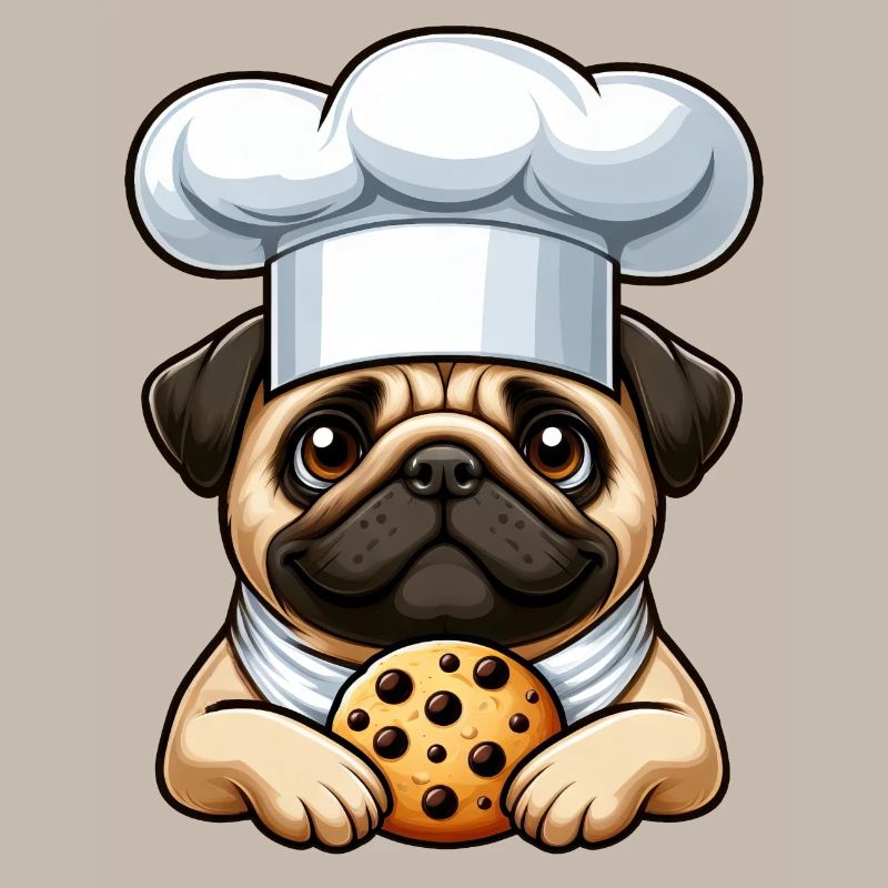 Pug Chef with Biscuit
