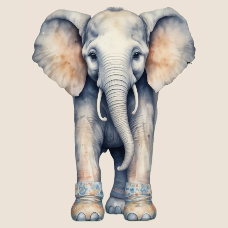 Elephant with Colorful Boots