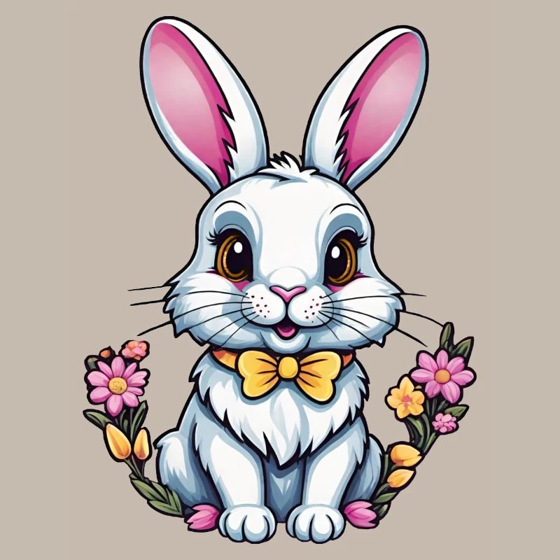 Lapin avec des fleurs