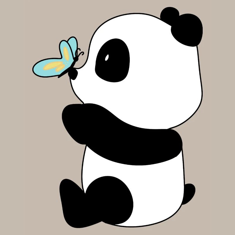 Panda et papillon – Rencontre douce