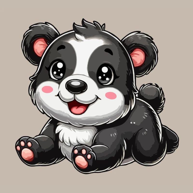 Bébé ours noir et blanc