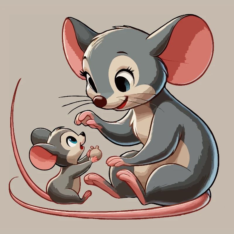 La mère souris joue avec l’enfant