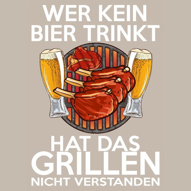 Grillen und Bier Spruch Illustration