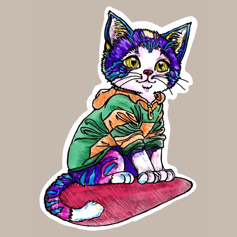 Chat en pull vert