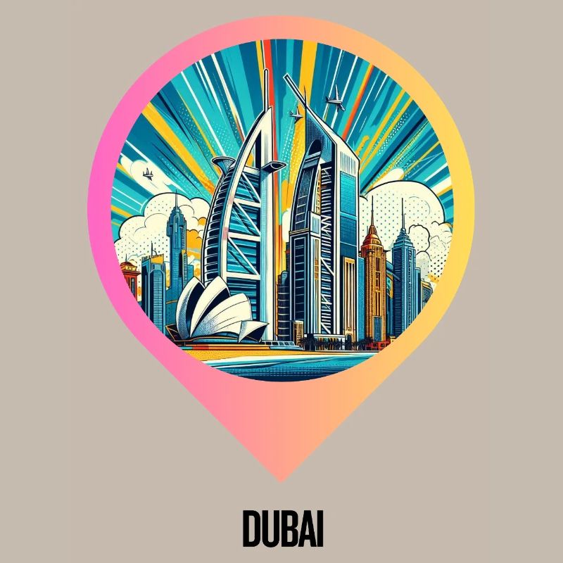 Conception IA : Paysage urbain comique de Dubaï