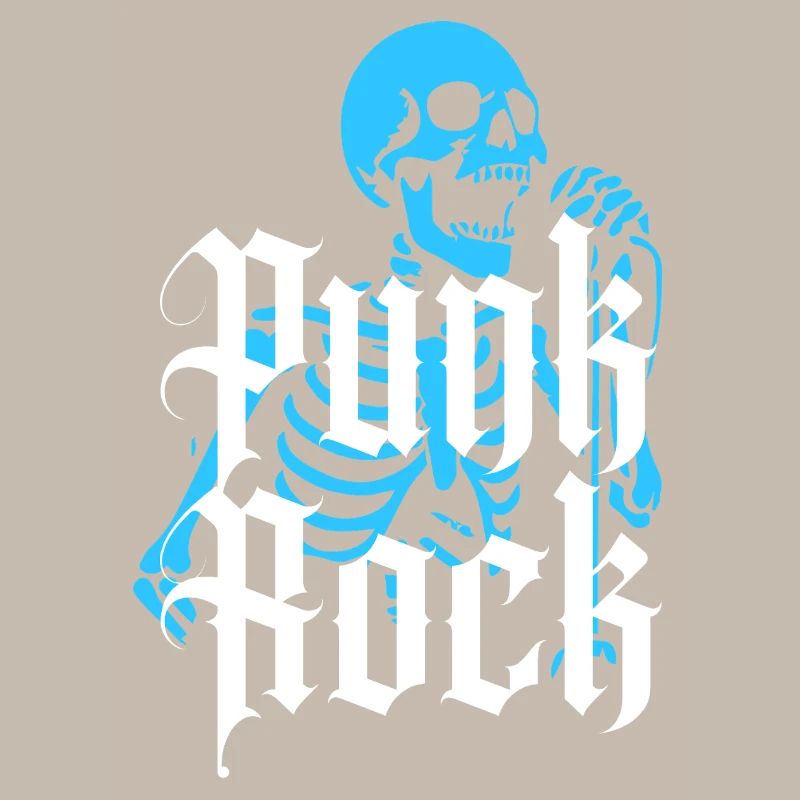Vibrant Skeleton with Gothic Punk Rock Text