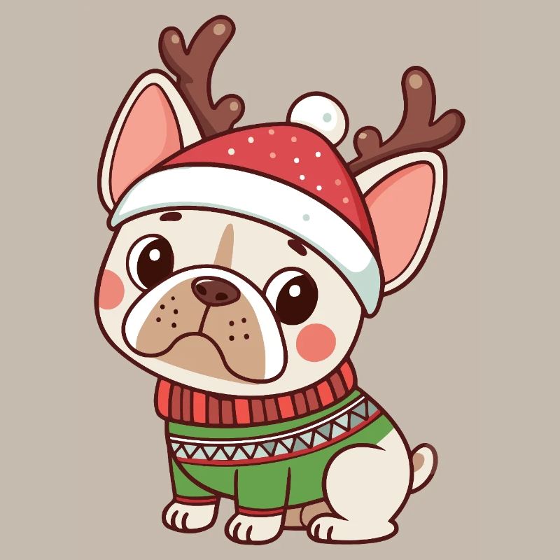Chiot Noël Bonnet et Pull Vert