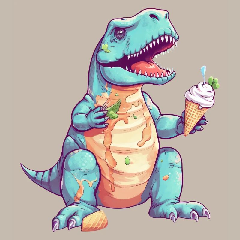 Tollpatschiger T-Rex mit Eis