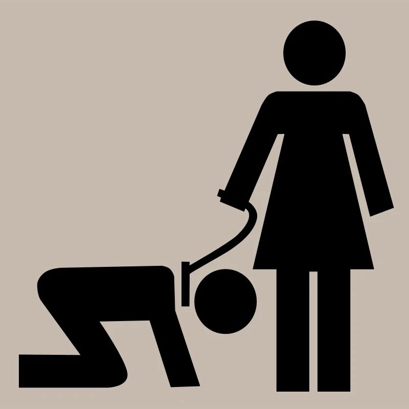 Frau mit Mann an der Leine