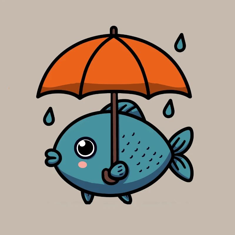 Parapluie de poisson de mer du lac d’eau au sec