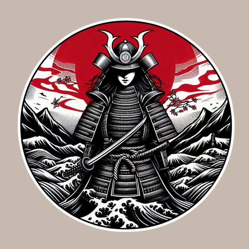Red Samurai Warrior White
