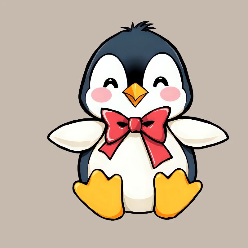Charming Penguin with Red Bow Tie