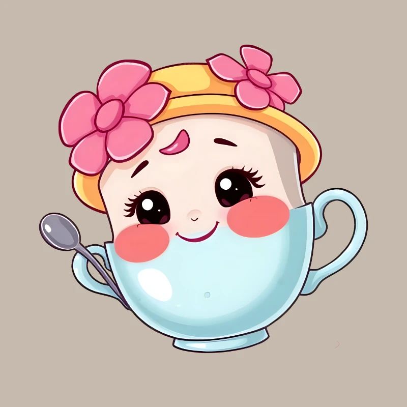 Conception de tasse à thé de dessin animé mignon