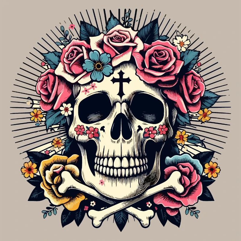 Crâne avec des fleurs