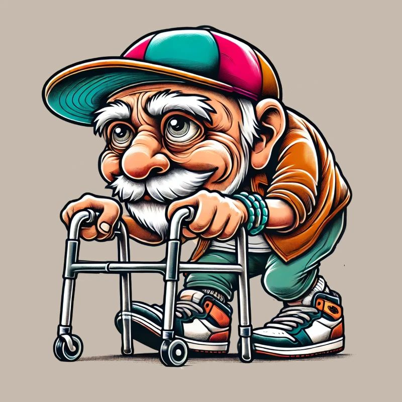 Senior mit Rollator Geburtstagsgeschenk Rentner