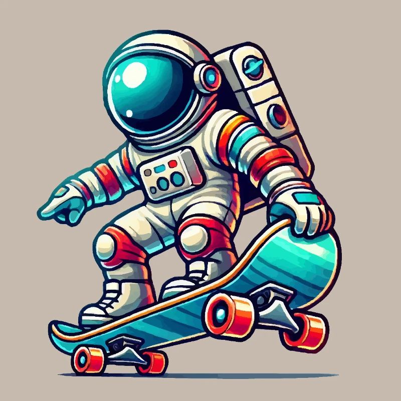 Planche à roulettes astronaute