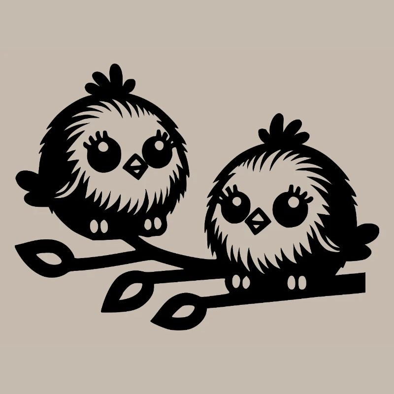 Deux petits oiseaux mignons dans le style dessin animé