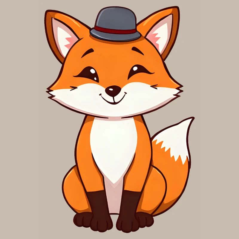 Cheeky Fox with Hat Waiting for Adventure