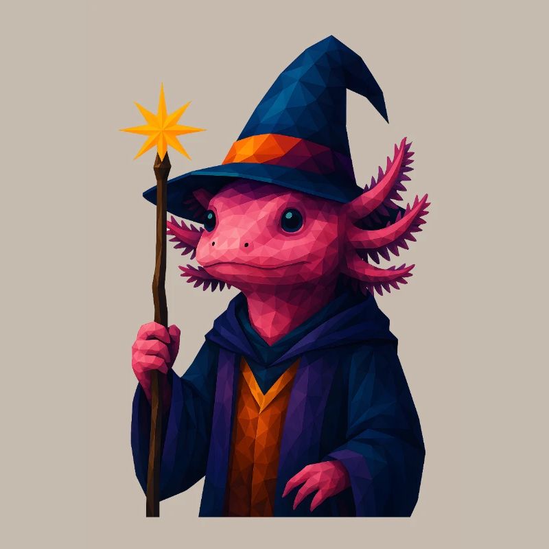 WPAP Animals - Axolotl Wizard Coat Wizard Hat