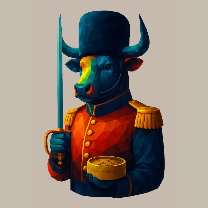Animaux de style WPAP - Taureau en uniforme avec sabre