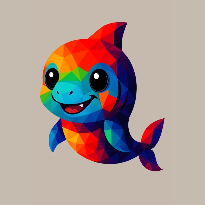 WPAP Polygon Kawaii Style Animaux Bébé Requin