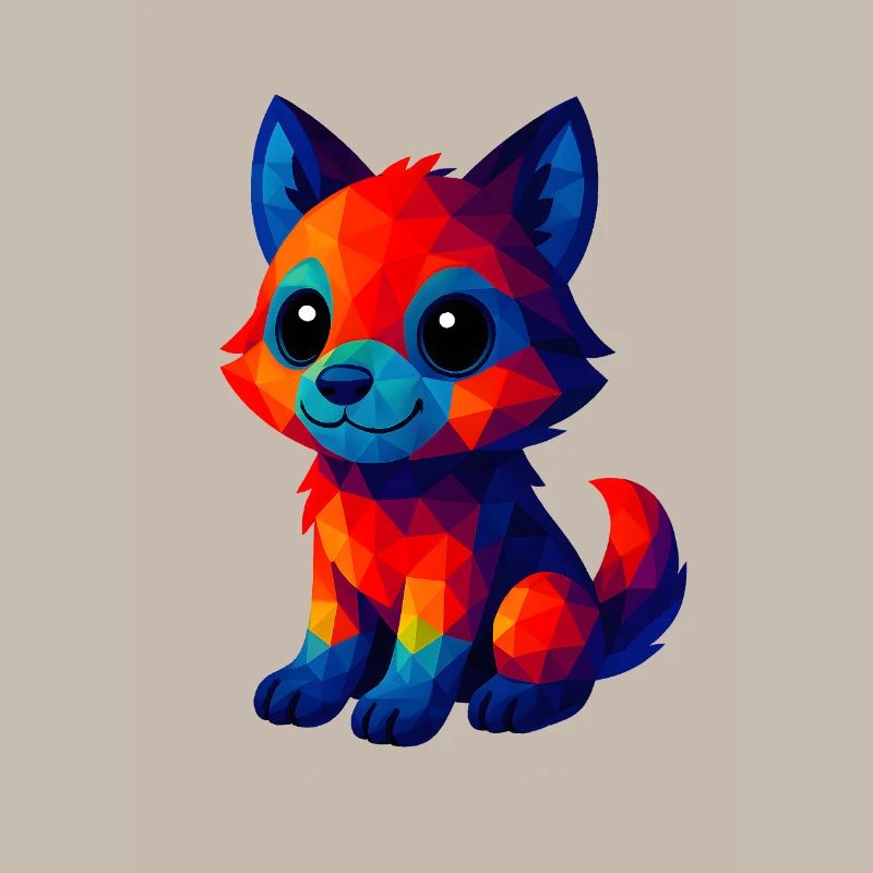 WPAP Polygon Kawaii Style Bébé Loup