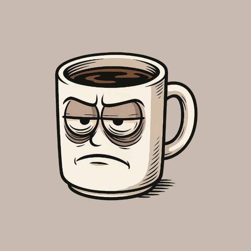 Kaffeetasse mit mürrischem Gesicht