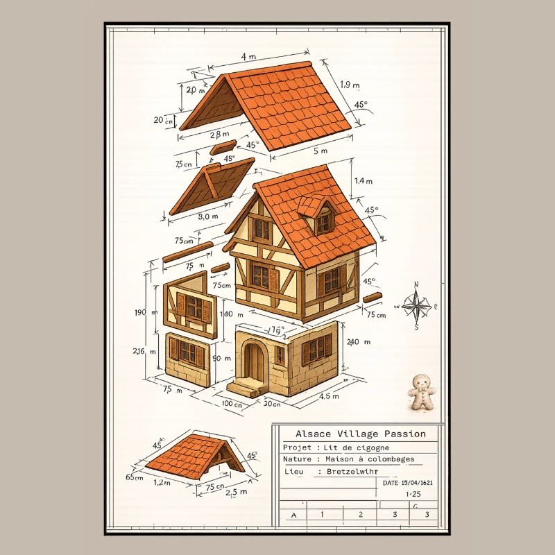 Maison colombages Alsacienne plan architecte 