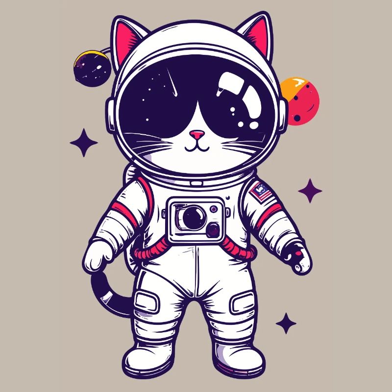 Motif du chat de l’espace en costume d’astronaute