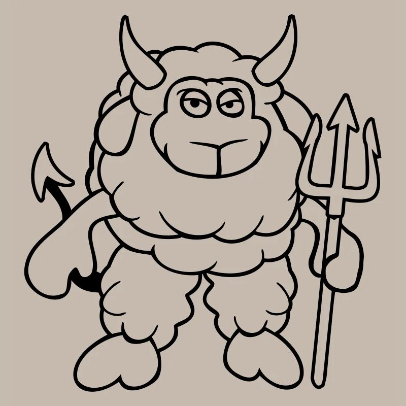 Sheep Devil Satan Hell Evil Trident Horns Cool
