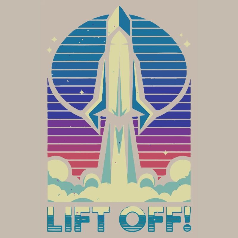 Retro Rocket Launch Illustration