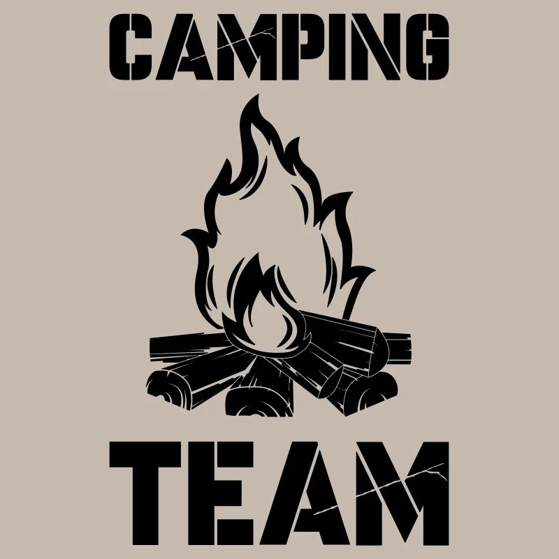 Équipe de camping autour d’un feu de camp