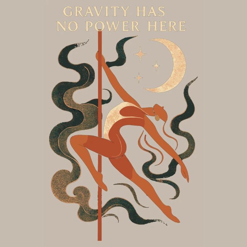 Schwebende Pole-Dance-Frau – Gravity has no power