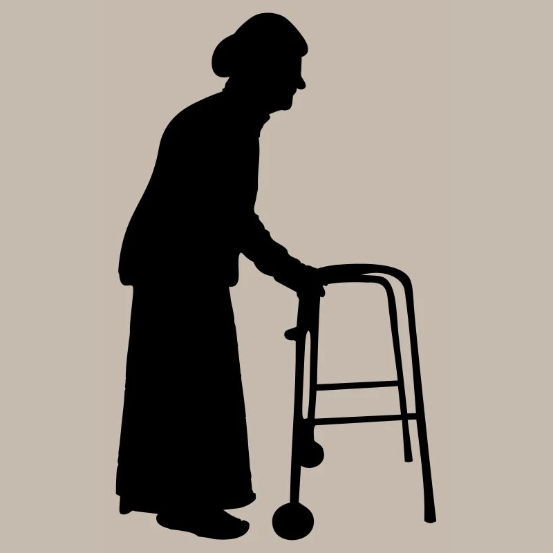 Grand-mère avec canne bâton de marche aller Bock