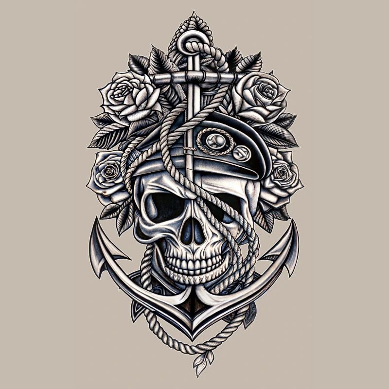 Navy skull anchor gothic skull
