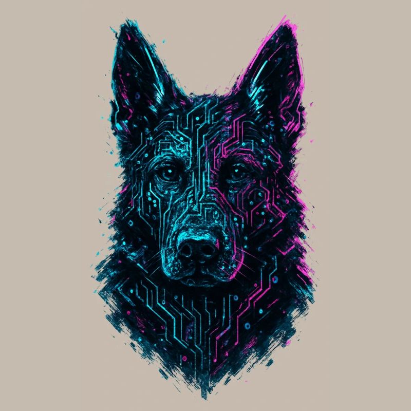 German Shepherd Cyber Tech Neon Design