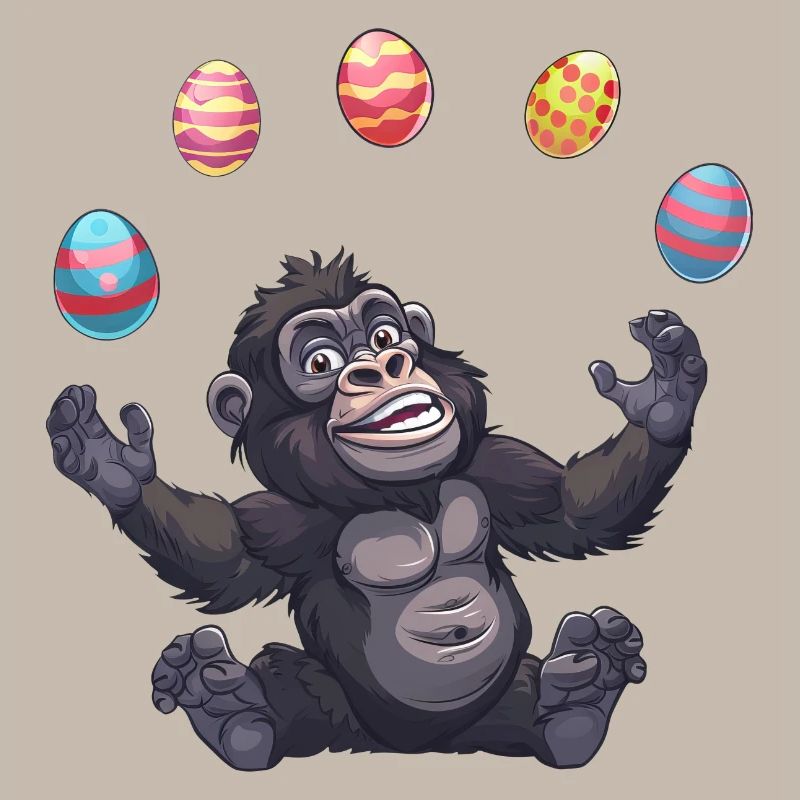 Ostern Gorilla Jongleur mit Eiern