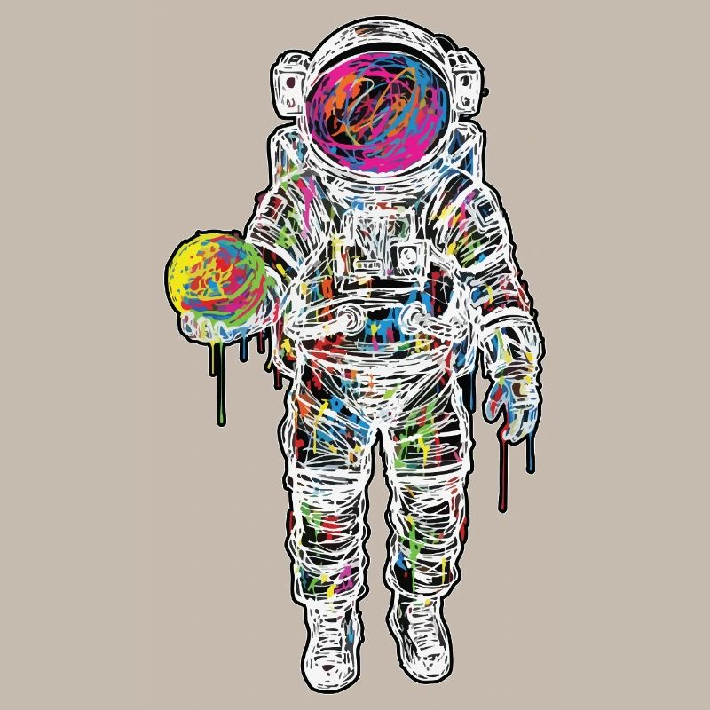 Astronaute Espace Scribble Peinture Planète