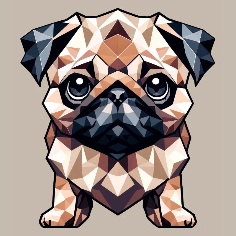 Pug in Polygon Art Geometric Design