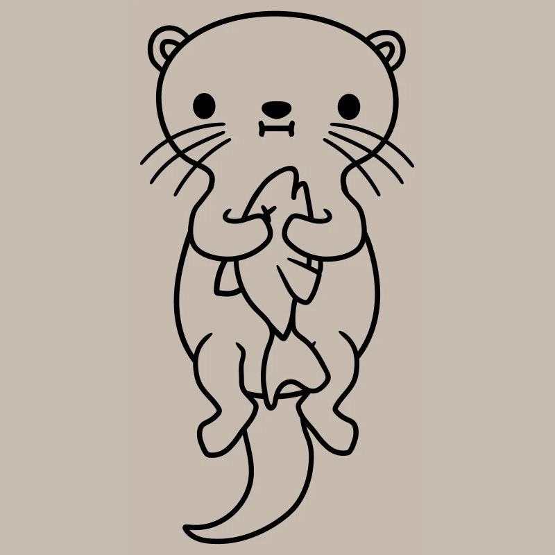 hungry otter eats fish hunger