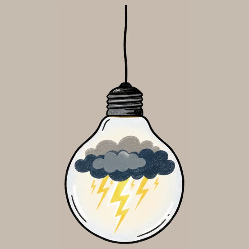 Stormy Idea in Light Bulb