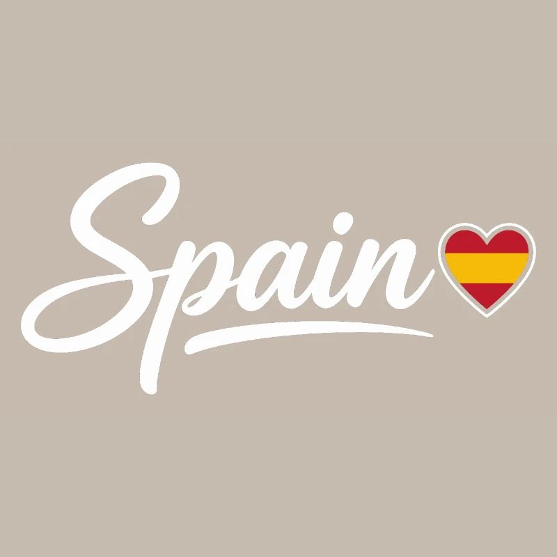 Spain Script with Heart Flag Patriotic