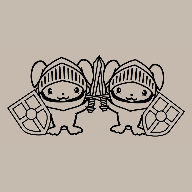 2 lapins chevalier épée bouclier armure casque château