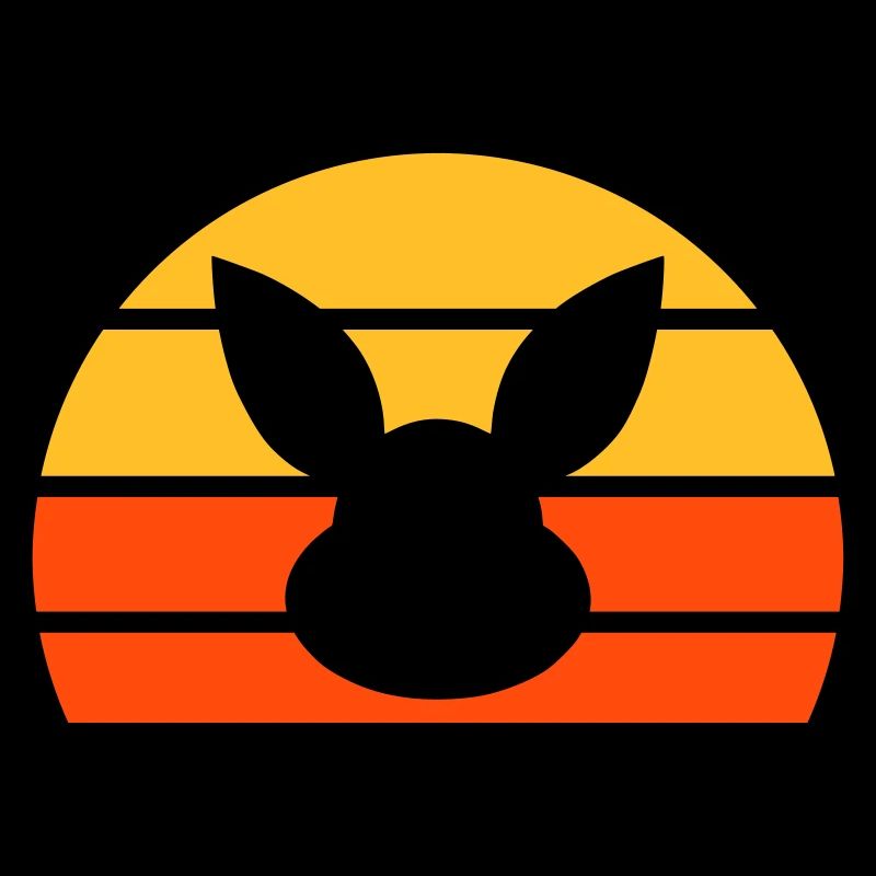 Rabbit's head in front of half sun