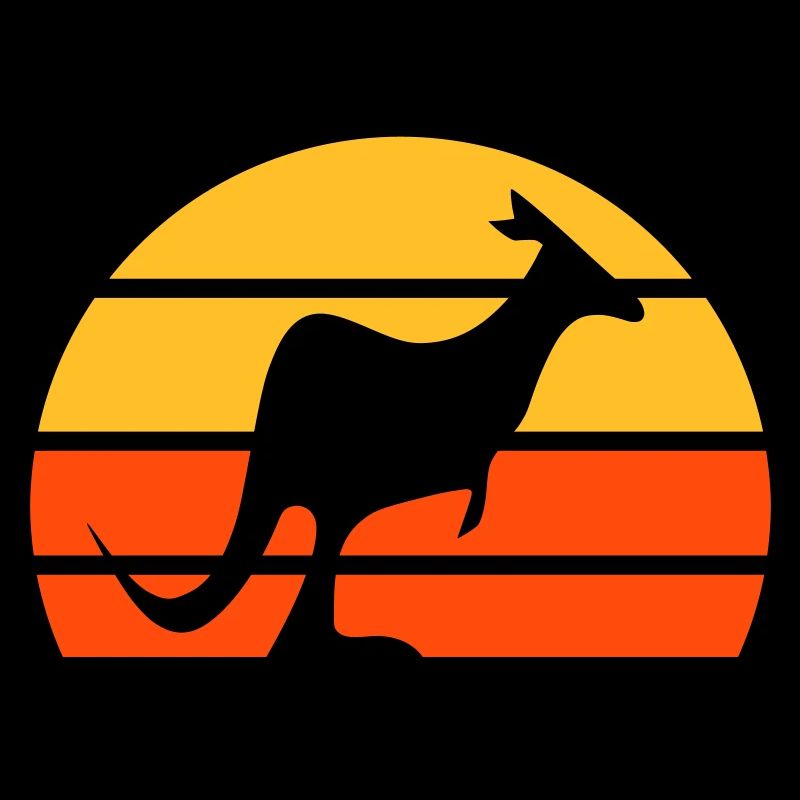 Kangaroo in front of a half-sun