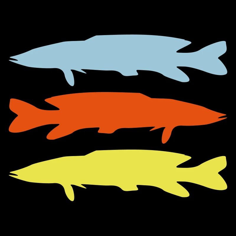 poisson brochet silhouette colorée
